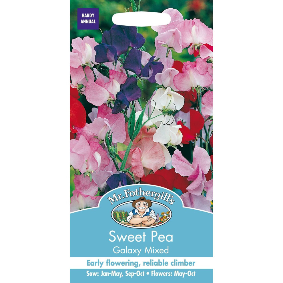 Mr Fothergill's - Pictorial Packet - Flower - Sweet Pea Galaxy Mixed - 35 Seeds