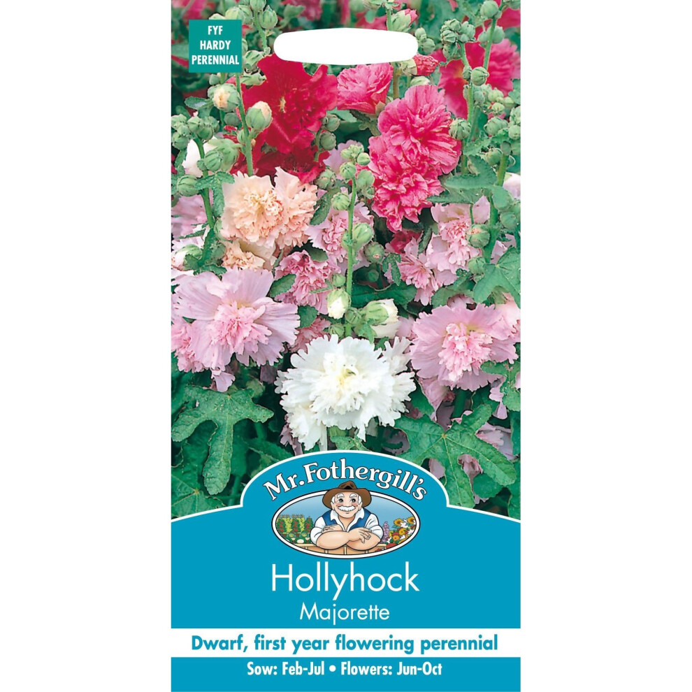 Mr Fothergills - Pictorial Packet - Flower - Hollyhock Majorette Mixed - 50 Seeds