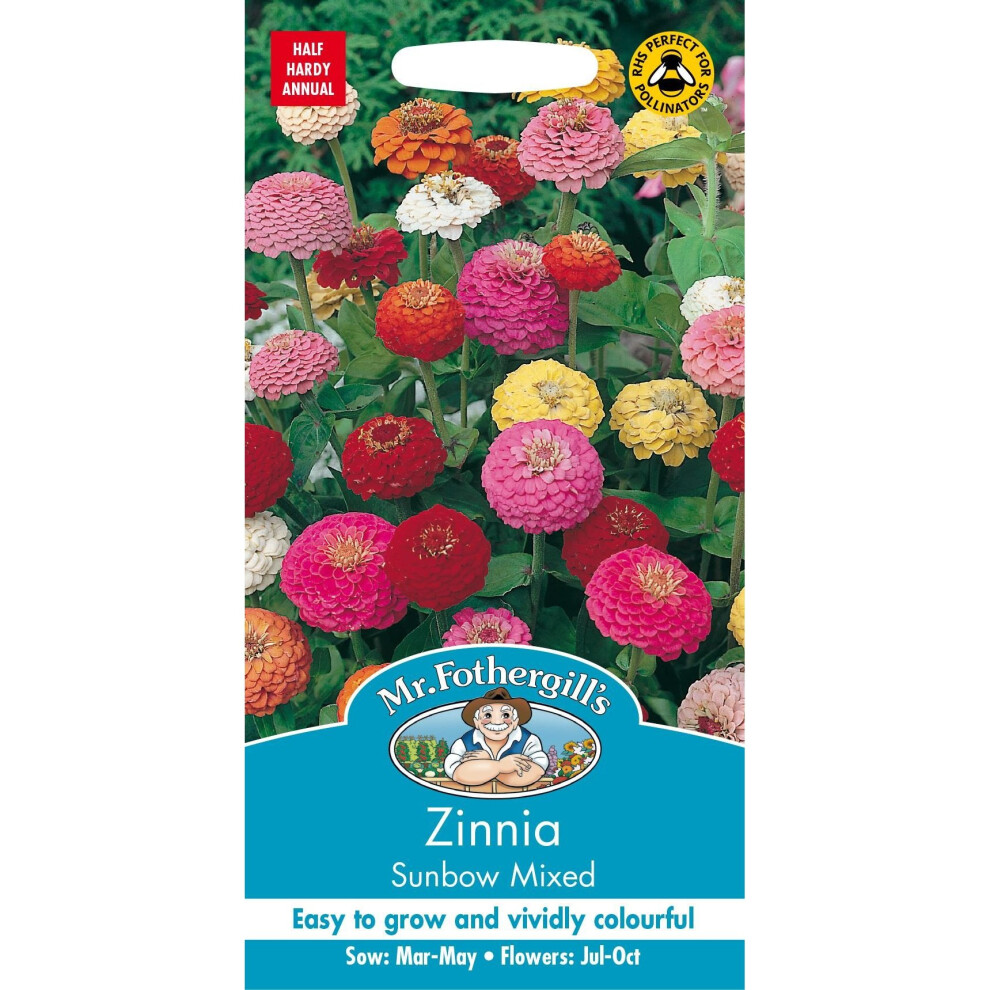 Mr Fothergills - Pictorial Packet - Flower - Zinnia Sunbow Mixed - 75 Seeds