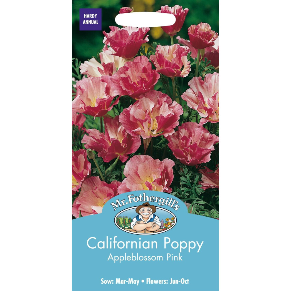 Mr Fothergill's - Pictorial Packet - Flower - Californian Poppy Appleblossom - 200 Seeds Pink