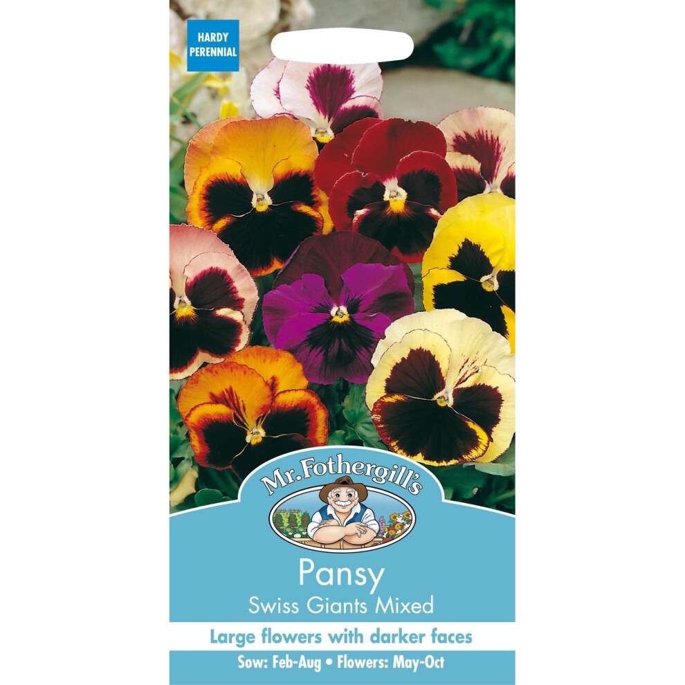 Mr Fothergill's - Pictorial Packet - Flower - Pansy Swiss Giants Mixed - 150 Seeds