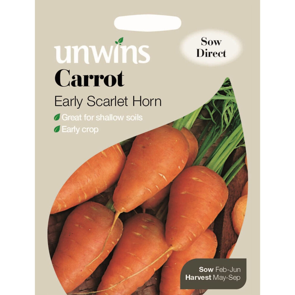 Unwins Pictorial Packet - Carrot Early Scarlet Horn - 1500 Seeds