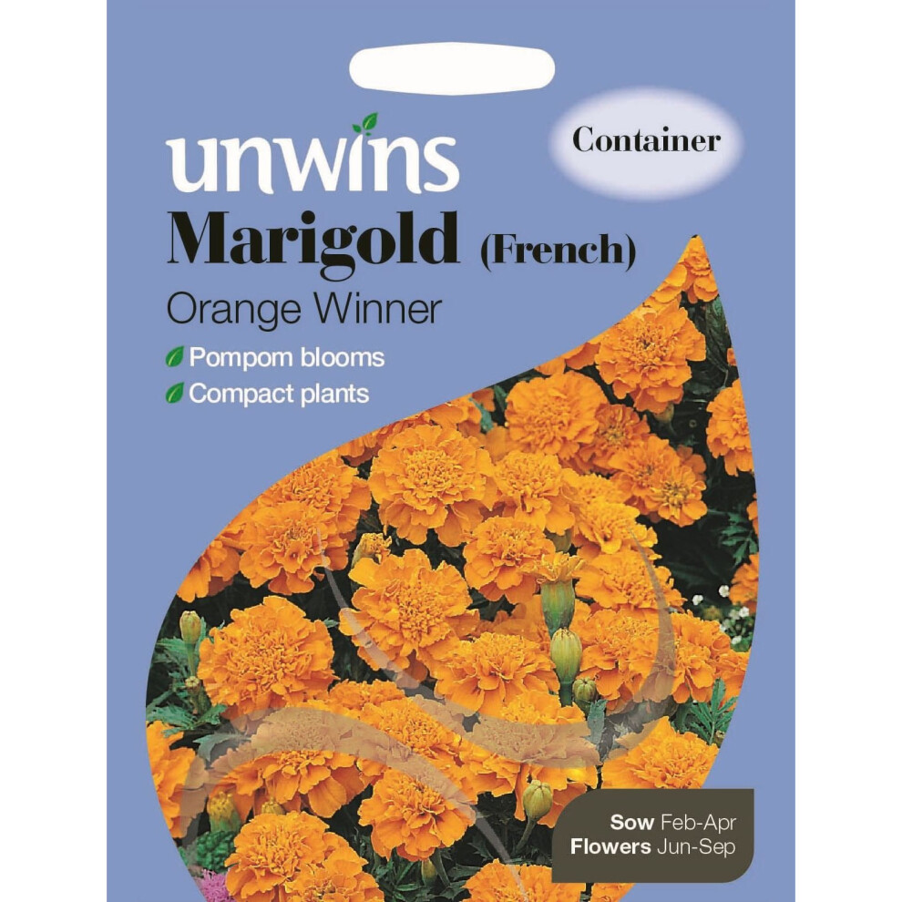 Unwins Grow Your Own Marigold French Orange Winner Flower Seeds