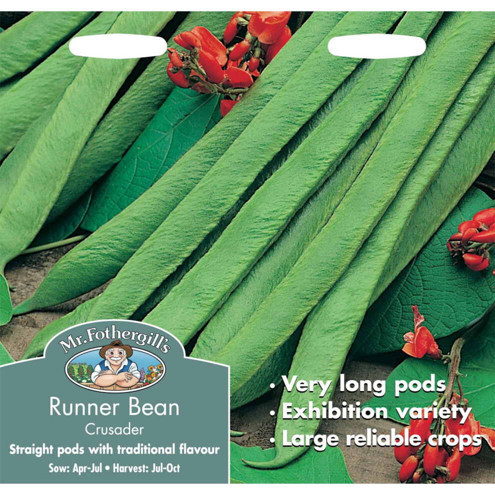 Mr Fothergills - Pictorial Packet - Vegetable - Runner Bean Crusader - 40 Seeds