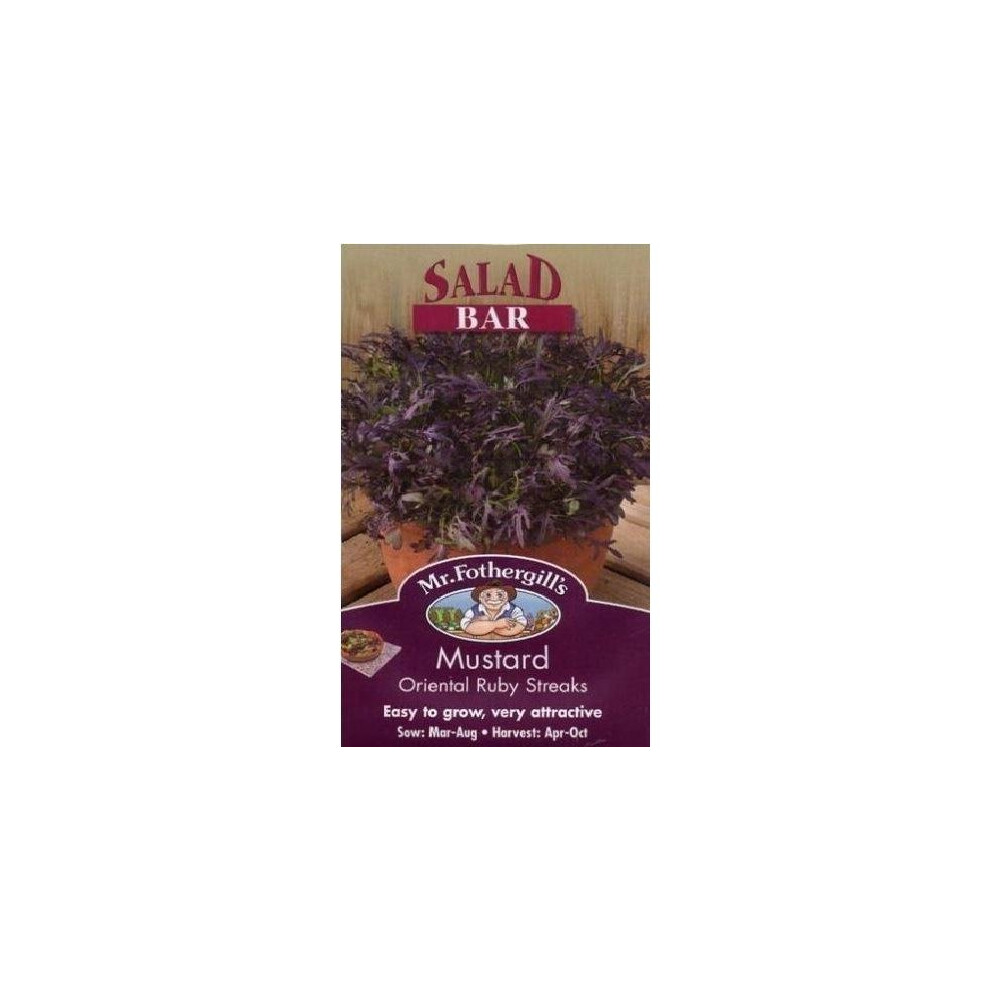 Mr Fothergills - Pictorial Packet - Salad - Mustard Oriental Ruby Streaks - 350 Seeds