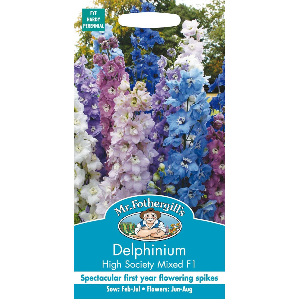 Mr Fothergills - Pictorial Packet - Flower - Delphinium High Society Mixed - 25 Seeds
