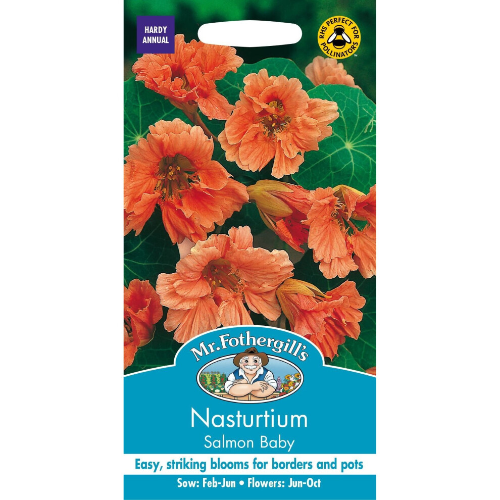 Mr Fothergills - Pictorial Packet - Flower - Nasturtium Salmon Baby - 25 Seeds