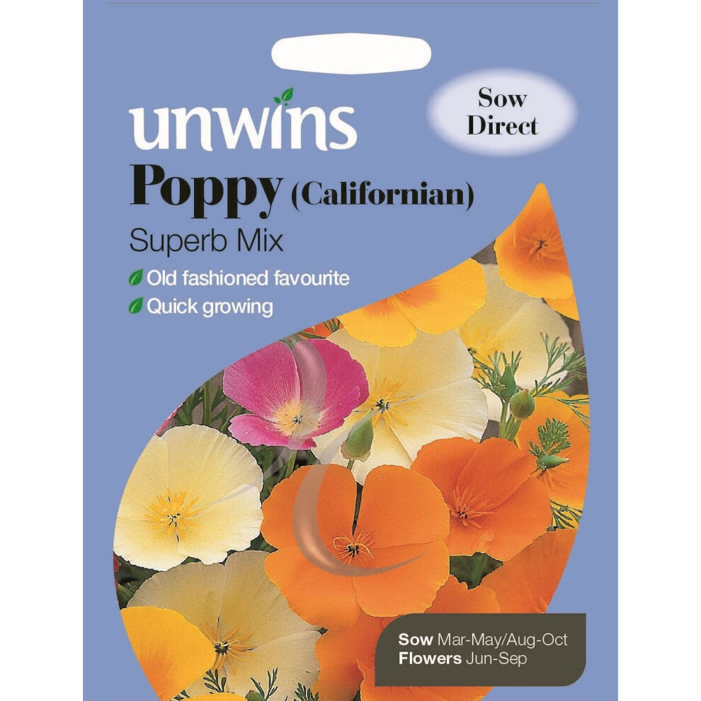 Unwins Pictorial Packet - Poppy Californian Superb Mix - 600 Seeds