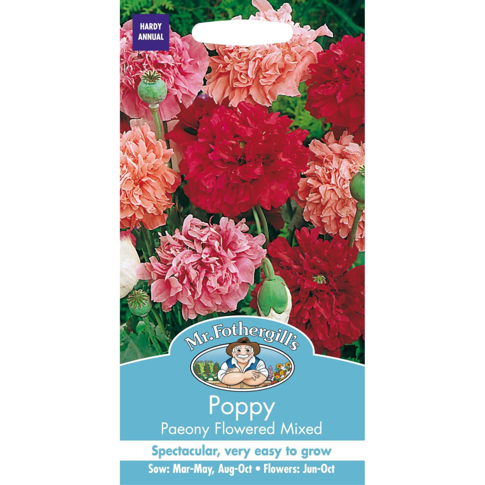 Mr Fothergills - Pictorial Packet - Flower - Poppy Paeony Flowered Mixed - 2500 Seeds