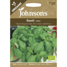 Johnsons Seeds - Pictorial Pack - Herb - Basil Sweet (ORGANIC) - 300 Seeds