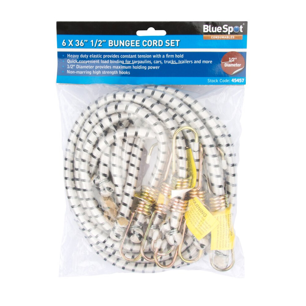 Bluespot 6 Pce 90cm Bungee Cord Set