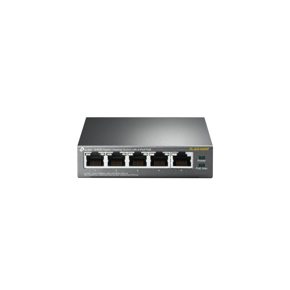 TP-LINK  (TL-SG1005P)  5-Port Gigabit Unmanaged Desktop Switch, 4 Port PoE, Steel Case