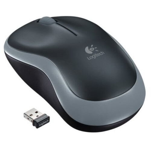 Logitech Logitech M185 Wireless Notebook Mouse, USB Nano Receiver, Black/Grey