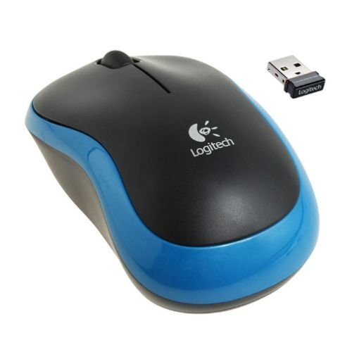 Logitech Logitech M185 Wireless Notebook Mouse, USB Nano Receiver, Black/Blue