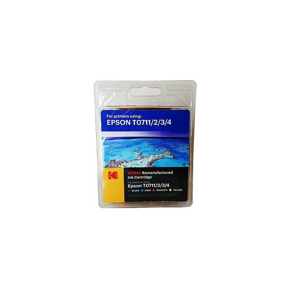 Kodak Remanufactured Epson T0711/T0891 & Colour Inkjet Ink Combo Pack, 23.9Ml Black
