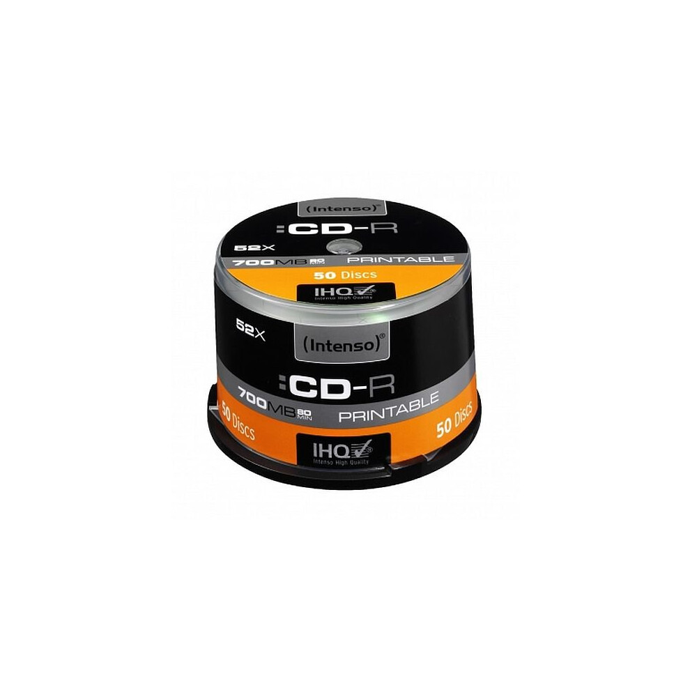 Intenso Cd-R, 700Mb/80 Minutes, 52X Speed, Printable, Cake Box Of 50 4034303004157