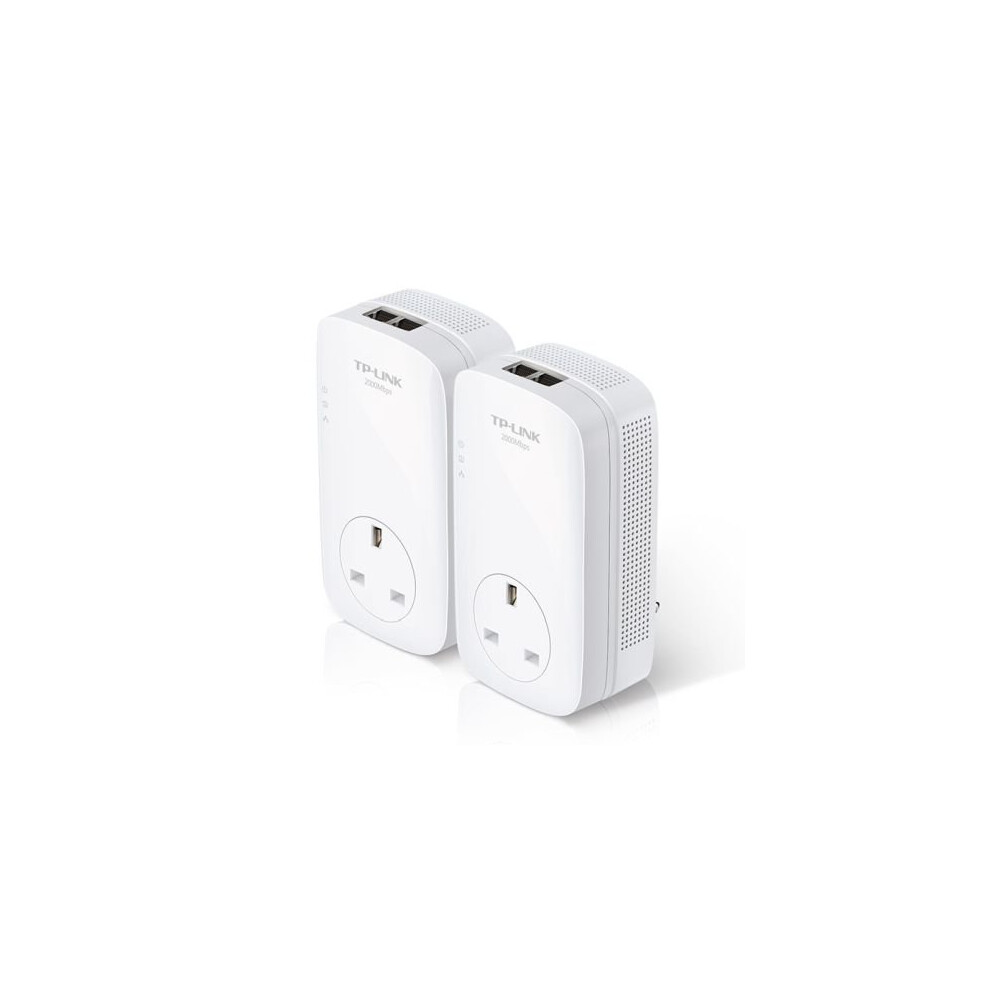 TP-LINK (TL-PA9020P KIT) AV2000 GB Powerline Adapter Kit, AC Pass Through, 2 Ports