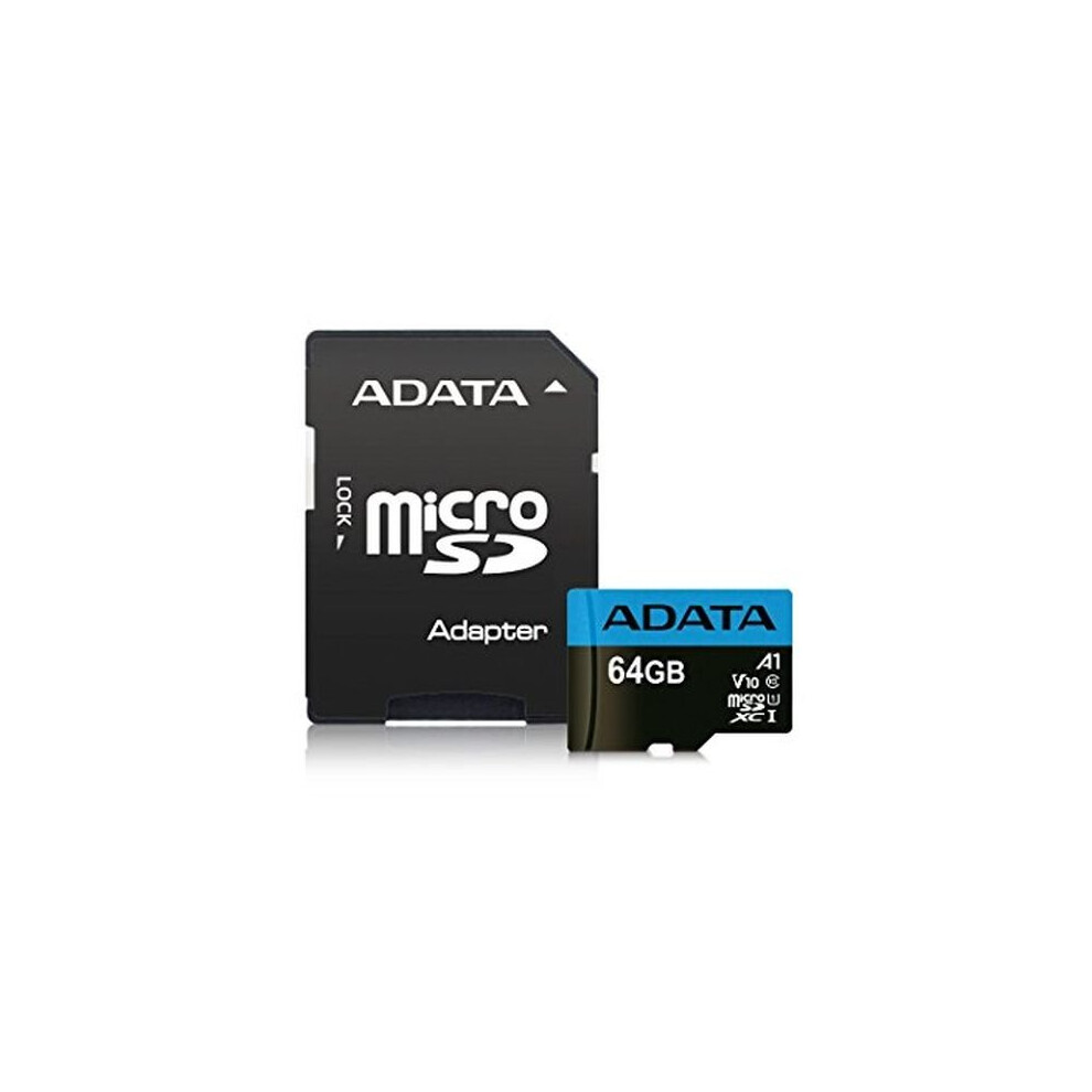 ADATA 64GB Premier Micro SDXC Card with SD Adapter, UHS-I Class 10 with A1 App Performance