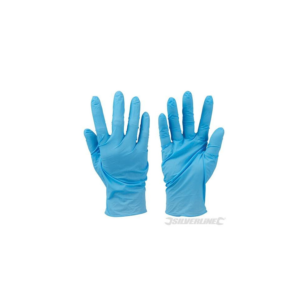 Silverline Disposable Nitrile Gloves Powder-free 100pk Blue Large