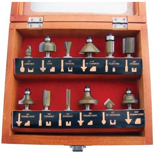 12pc 1/4" Router Bit Set