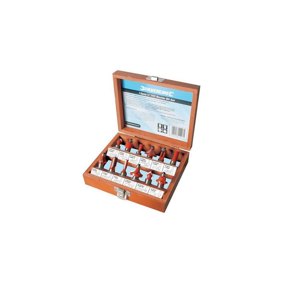 Silverline 1/2" Tct Router Bit Set 12pce 1/2