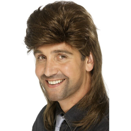 Men's brown mullet wig
