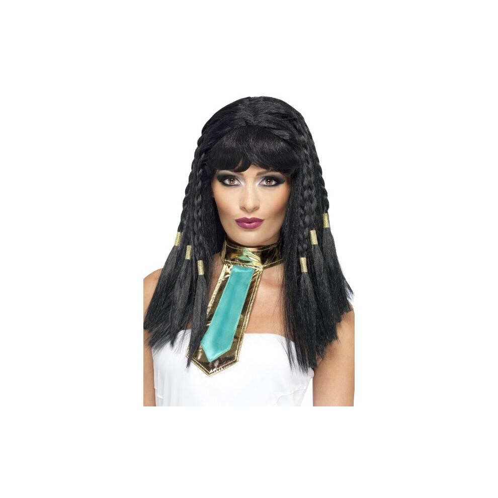 Smiffy's Cleopatra Wig With Gold Trim - Black Black,Gold