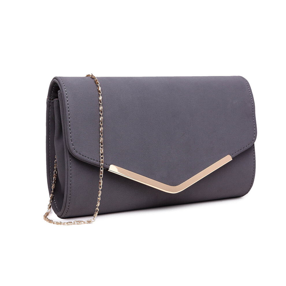 (Grey) Miss Lulu Women Wedding Evening Bag Clutch Purse Handbag