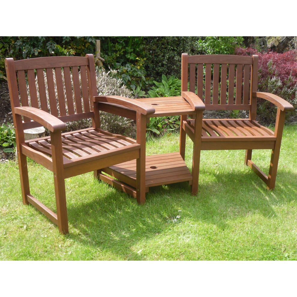 Henley Love Seat Hardwood Garden Bench Corner Companion Set FSCÂ®-Certified