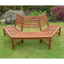 Henley 1/2 Tree Seat Hardwood Bench Wood Garden Furniture 180 Degree FSC®-Certified