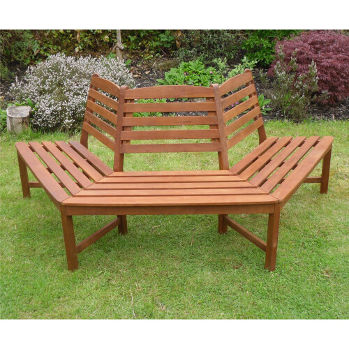 Henley 1/2 Tree Seat Hardwood Bench Wood Garden Furniture 180 Degree FSC®-Certified