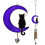 Black Cat Wind Chime with Glitter Purple Moon 1