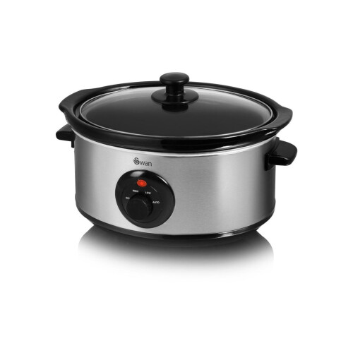 Swan Swan Silver Stainless Steel Slow Cooker 6.5L