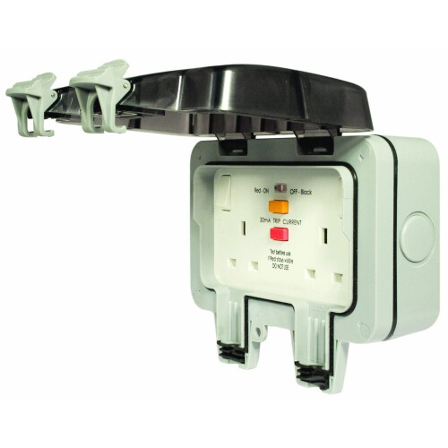 British General WP22RCD 13A 2-gang Storm resistente alle intemperie prese RCD da esterno ... 1