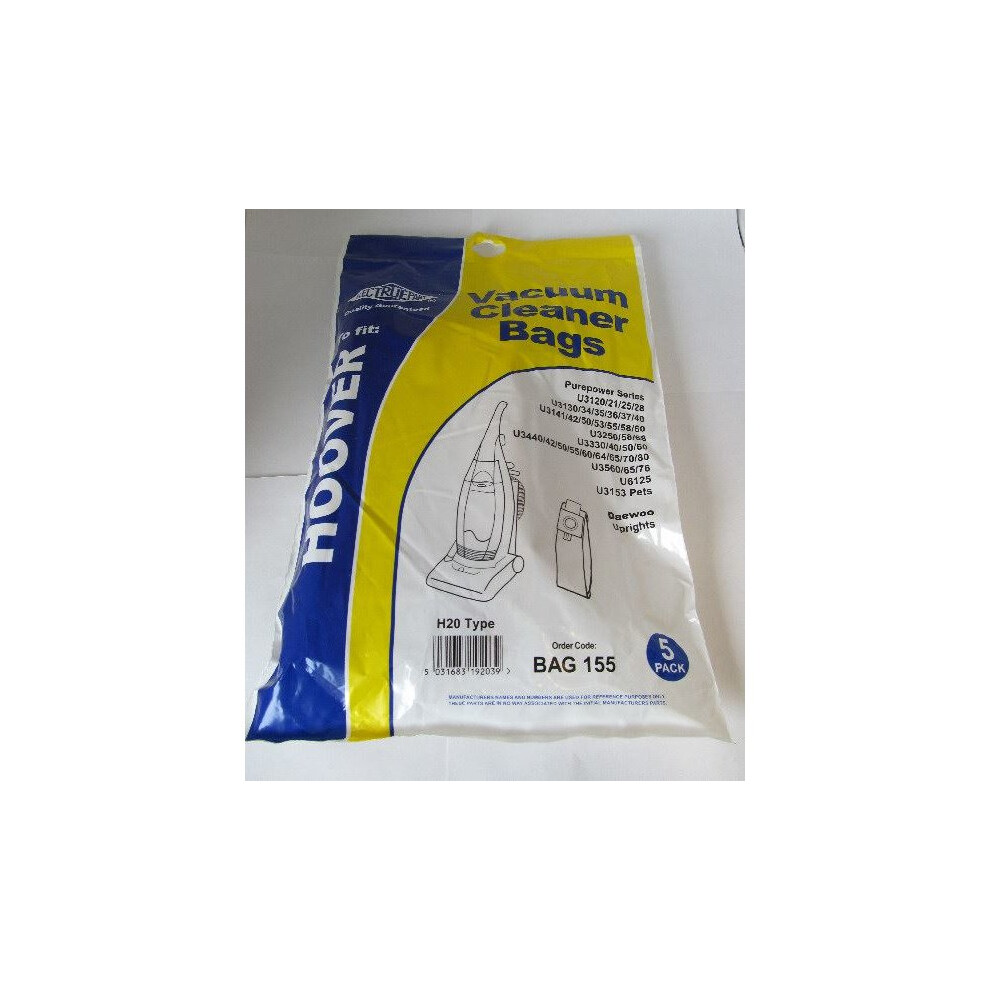 Electruepart BAG 155 pack of 5 Bags to fit Hoover Vacuum Cleaners