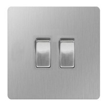 British General FBS42 Stainless Steel Light Switch 2 Gang, 2 Way