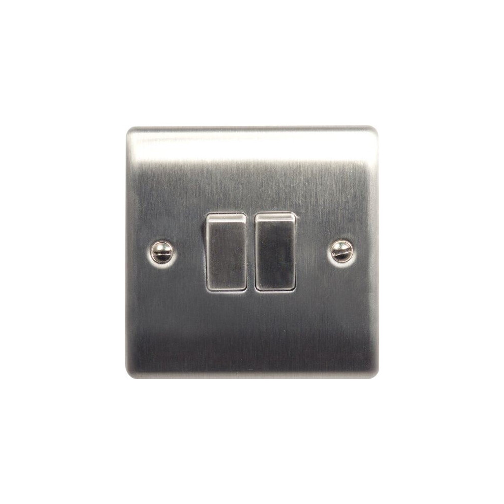 British General NBS42 Stainless Steel Light Switch 2 Gang, 2 Way