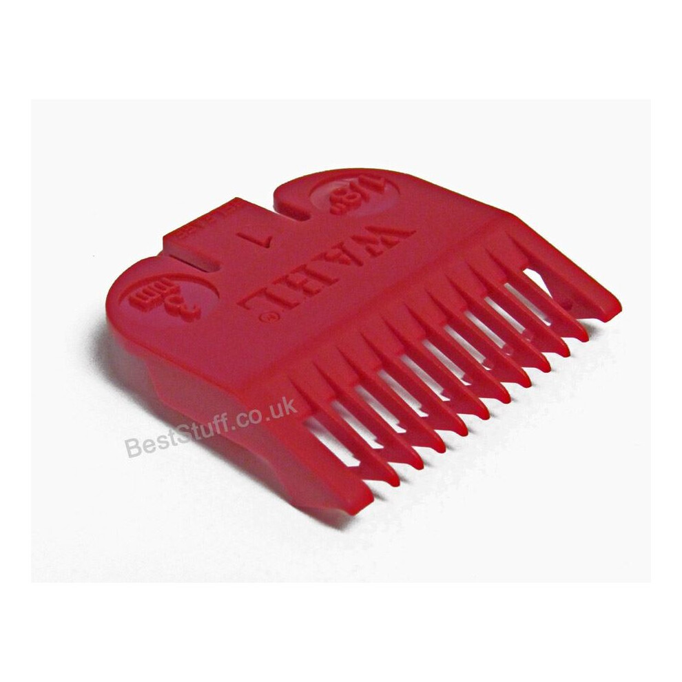 Wahl Clipper Attachment Comb No1 3Mm 1/8" - Fits Full Sized Clippers Red