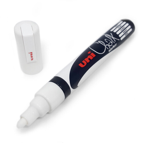 Uni-Ball Marqueur craie - UNIBALL - Modèle - Blanc - Effaçable - Pointe fine conique 1