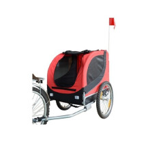 (Red) PawHut Steel Frame Bike Trailer Dog Carrier