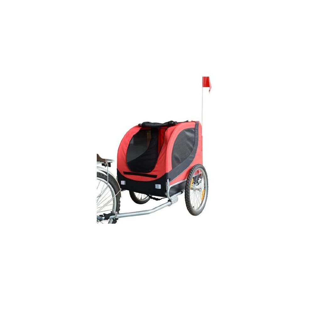 Pawhut (Red) Steel Frame Bike Trailer Dog Carrier