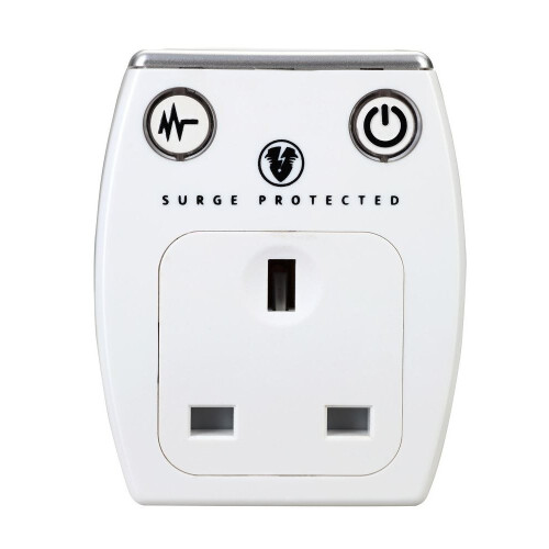 Masterplug White Surge Protected Plug Through Twin USB Charger Max 2.1A 2