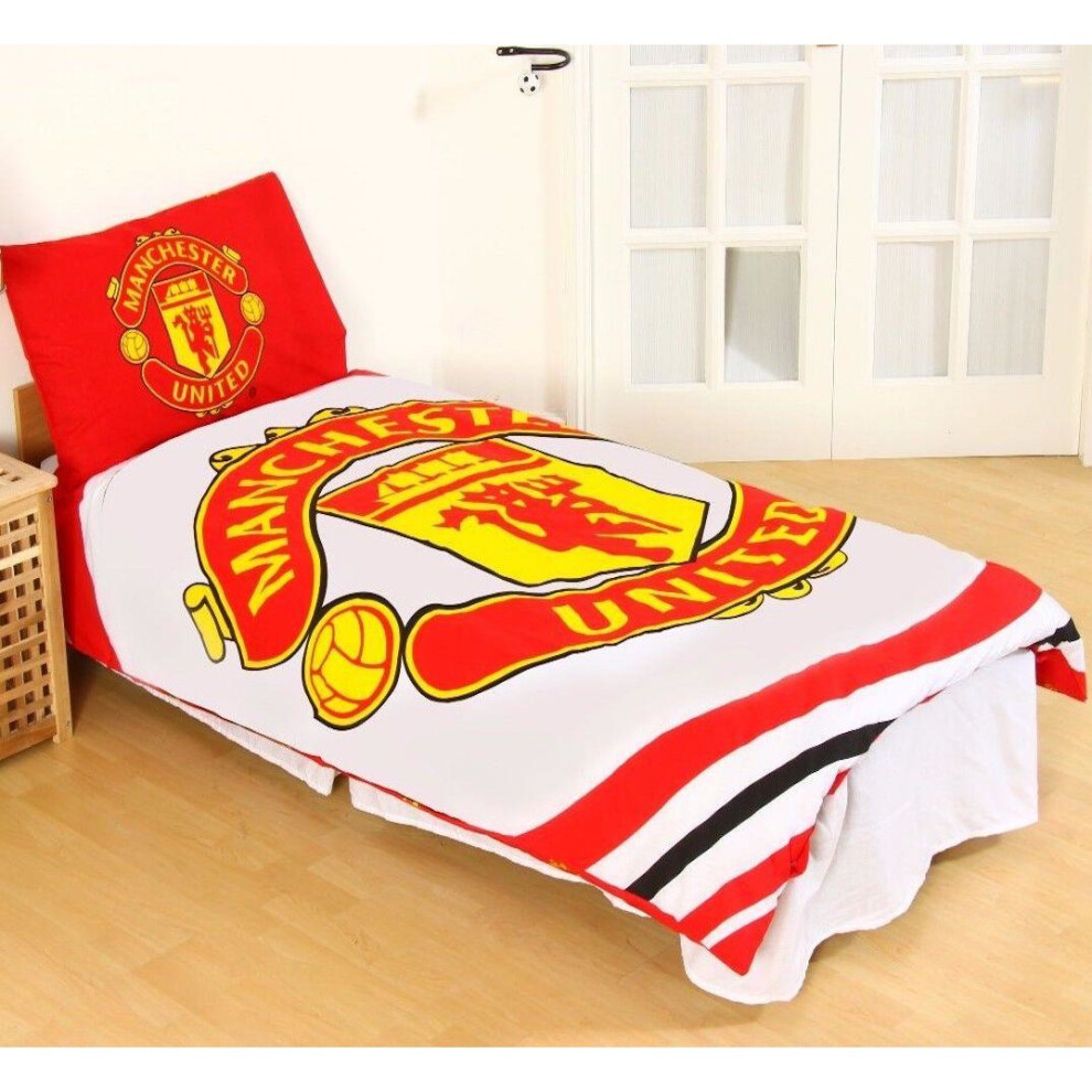 Forever Collectibles Manchester United F. C Reversible Single Crest Duvet Set, Multicoloured