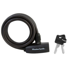 Master Lock Street Quantum 180cm x 8mm Key Self Coiling Cable Black Bicycle Lock