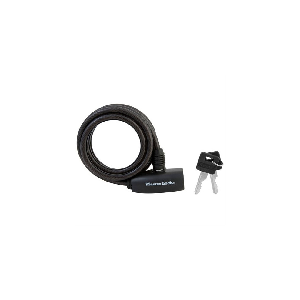 Master Lock Street Quantum 180cm x 8mm Key Self Coiling Cable Black Bicycle Lock