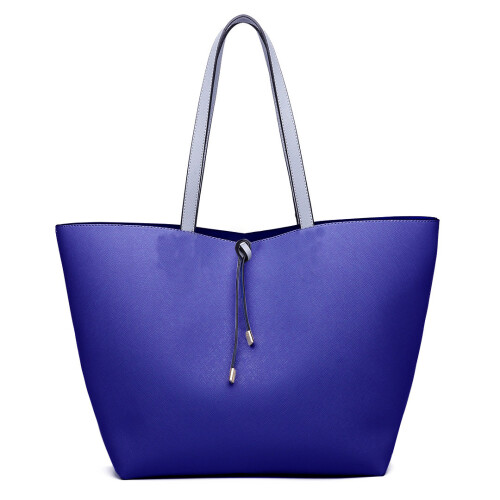 Miss Lulu (Grey 6628) Miss Lulu Reversible Faux Leather Handbag & Pouch 1