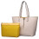 Miss Lulu (Beige 6628) Reversible Faux Leather Handbag & Pouch 1