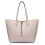Miss Lulu (Beige 6628) Reversible Faux Leather Handbag & Pouch 5