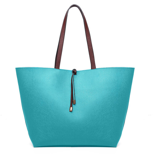 Miss Lulu (Coffee 6628) Miss Lulu Reversible Faux Leather Handbag & Pouch 2