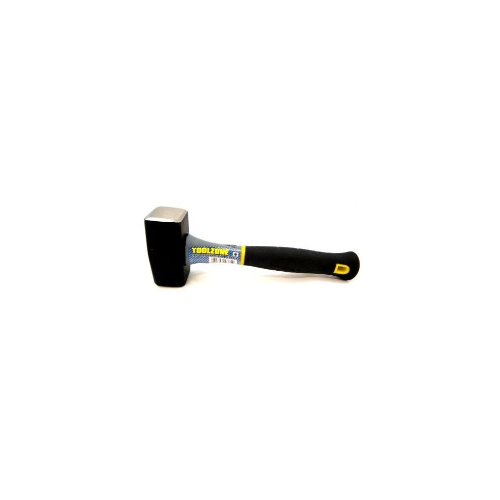 Toolzone 1Kg Fibre Handle Lump Hammer - 1Kg Lump Hammer Handle Club Tool New Steel Head Fibreglass Shaft Rubber Grip Toolzone 5055143903829